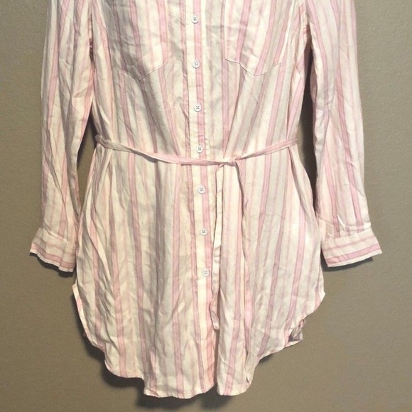 Melissa McCarthy Seven7 Women's Pink Striped Button Up Tunic Top 0X/XXL - Picture 5 of 16